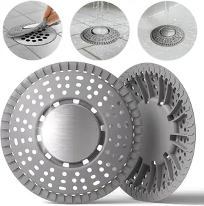 Shower Drain Hair Catcher, Upgraded 2Pack   Drain Protector & Shower Drain Cover for Regular Floor Drains of Shower Room, Bathroom, 304 Stainless Steel, Gray