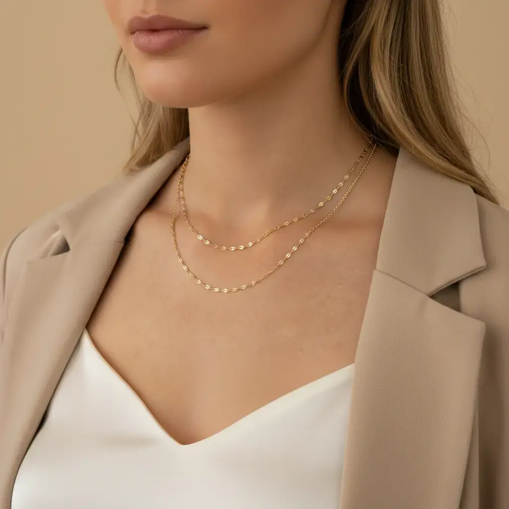 Lip Chain Necklace - 2mm Width, Unique Design Fashion Costume Jewelry Accessory