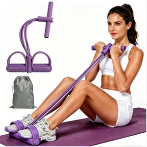 Pedal Resistance Band with Handle, Multifunction Foot Pedal Resistance Band Made with Natural Rubber, Portable Full Body Exercise Equipment for Home Workout with Storage Bag