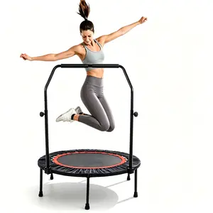 40-inch Trampoline Jump Training Equipment, with 4-level adjustable height handrail, Oxford safety padding and waterproof jumping mat, maximum load capacity up to 300 lbs. Ideal home workout s recreational birthday gift backyard