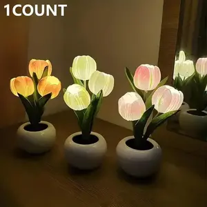 Tulip Lamp LED Simulation Tulip Nightlight with Vase Table Lamp Decoration Suitable for Home, Living Room, Tabletop Decoration, Holiday Gifts, Mood Decorative LightsGift