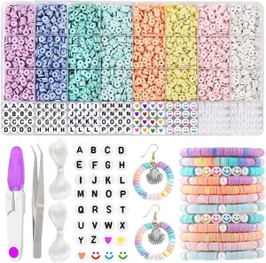 3860Pcs Macarons color Polymer Clay Beads Set Flat Chip Beads For Unique Bracelet Necklce Making Letter Beads Diy Accessorie