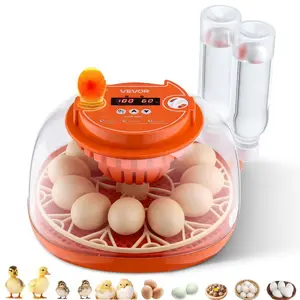 fathersdaygift VEVOR 12 Egg Incubator, Automatic Egg Turner with LED Candler, Temperature Humidity Control, 360 View Clear Window, Poultry Eggs Incubator for Home Farm, Hatching Chicks Ducks Goose Quail