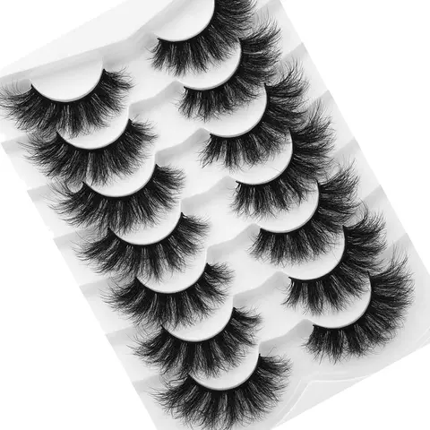 7 Pairs Fluffy False Eyelashes, Thick Volume Dramatic Cat Eye Lashes, Long Strip Wispy Lashes, Summer Makeup, Voluminous False Eyelashes