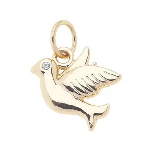 Dove Bird Charm in Shiny Gold