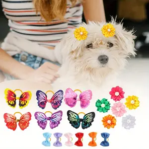 18pcs Cute Butterfly Bow Satin Ribbon Butterfly Pet Puppy Headpieces, Fashionable Outdoor Wear Decoration Set, Easy To Operate, Suitable for All Breeds of Pets Cats and Dogs, Suitable for Daily Outdoor Wear and Home Decoration Gifts