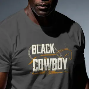 Black Cowboy Shirt for Men, Western Graphic Tee, Trail Ride Shirt, Rodeo Outfit, Urban Cowboy Style, Country Western T-Shirt, Western Tee