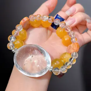 082 fluorite Clear Quartz Hematoid Q Bracelet Energy Feng Shui Bracelet High Quality Gift
