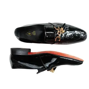 JB Designs Patent Leather Dress Shoes with Golden Embellishments for All Seasons - Classic Low-Top Silhouette, Manmade Sole, Stylish Office Work Footwear