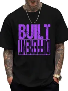 MenS Heavyweight Built Different WT Graphic T-Shirt - Green Crewneck Tee, Loose Fit Casual Shirt for Everyday & Formal Wear, All-Season Comfort, Printed & Shipped in USA, Comfortable Clothing, Medium