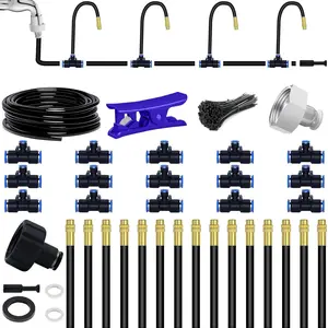 49.21Ft Drip Irrigation System, 360? Bendable Drip Irrigation Kit Automatic Irrigation System for Garden, Adjustable Garden Watering Misting System for Greenhouse, Yard, Lawn,