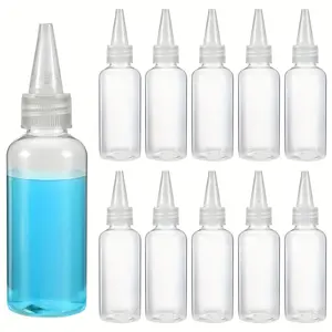 Set of 12 60ML Squeeze Bottles, Pointing Mouth Plastic Bottles, Ideal for Color Mixing, Paint Bottles, Essential Oil Empty Bottles