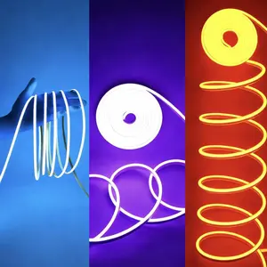 LED neon light strip, blue, purple, orange, 12V/5m, flexible diffusion sheet, bendable waterproof silicone material, suitable for mood lighting, home decoration, and more