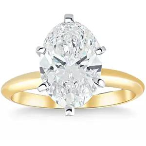 3Ct Oval Certified Diamond 14k Gold Solitaire Engagement Ring Lab Grown