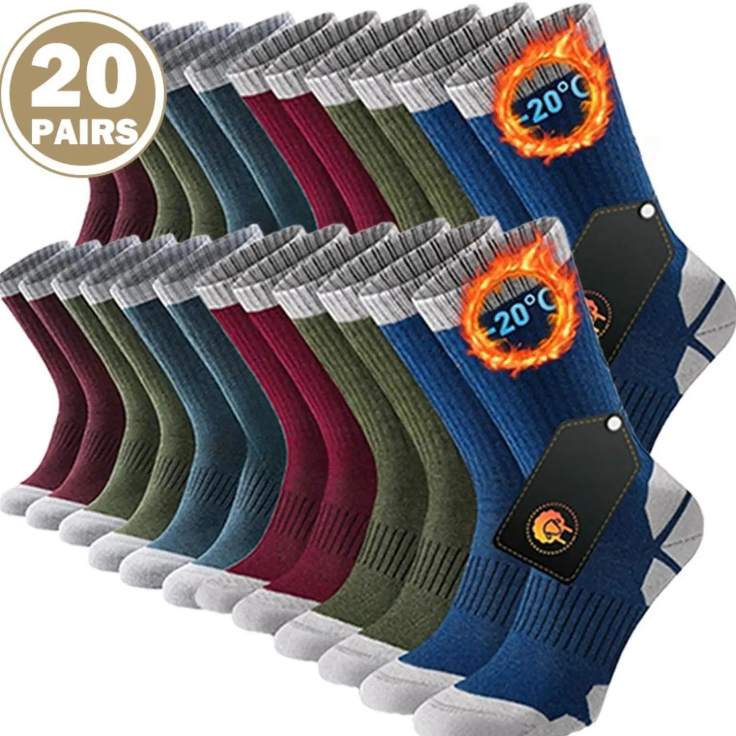 Women's Unisex Thick Fabric Mid-Calf Winter Warm Moisture Wicking Athletic Grip Anti-Slip 1-Size Hiking Socks, Ideal for Hiking Teams, Great Gift for Friends and Family, Moisture Wicking Socks, Athletic Grip Sock