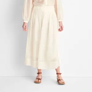 Women's High-Rise Pleated Drop Waist Ankle Skirt - Future Collective