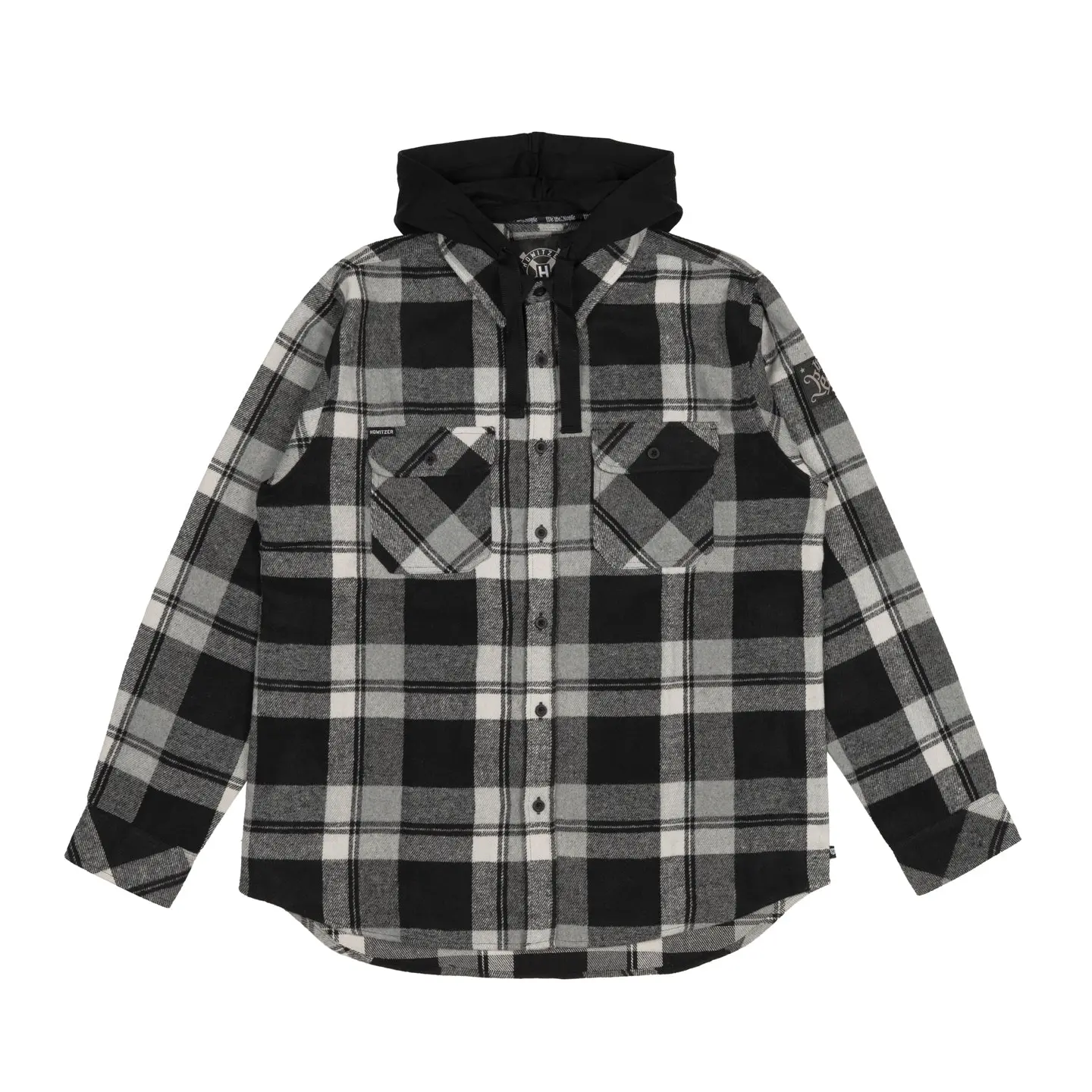 Men's Heavyweight Hooded Flannel Shirt, Casual Long Sleeve Plaid Button Front Jacket with Pockets, Fabric