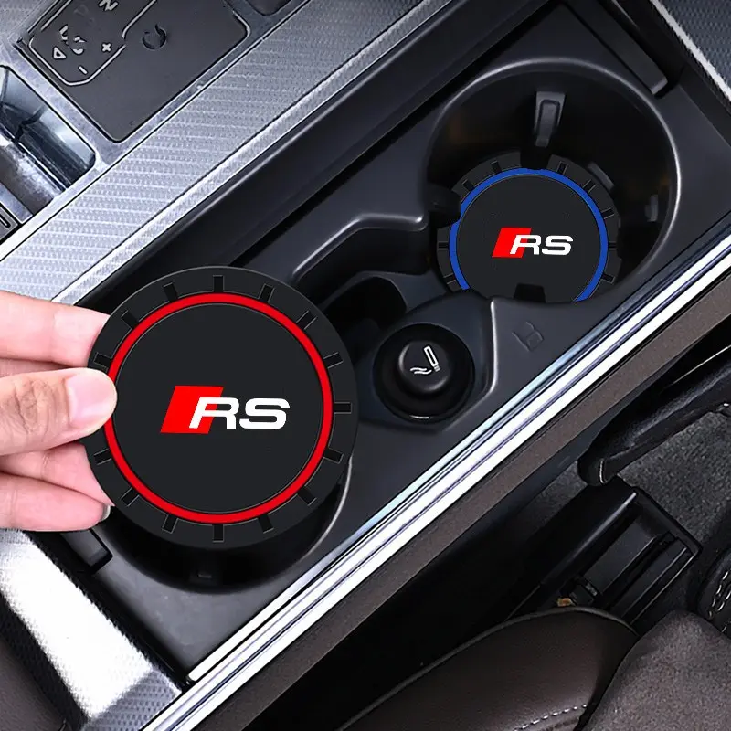 2Pcs Car Interior Accessory Silicone Coaster Anti-Slip Water Cup Drink Mat For Audi RS5 RSQ3 RSQ8 RS3 RS4 S3 S4 RS6 RS7 S5 S6 S7 S8 A3 A4 A6 A5 Q5 Car Accessories