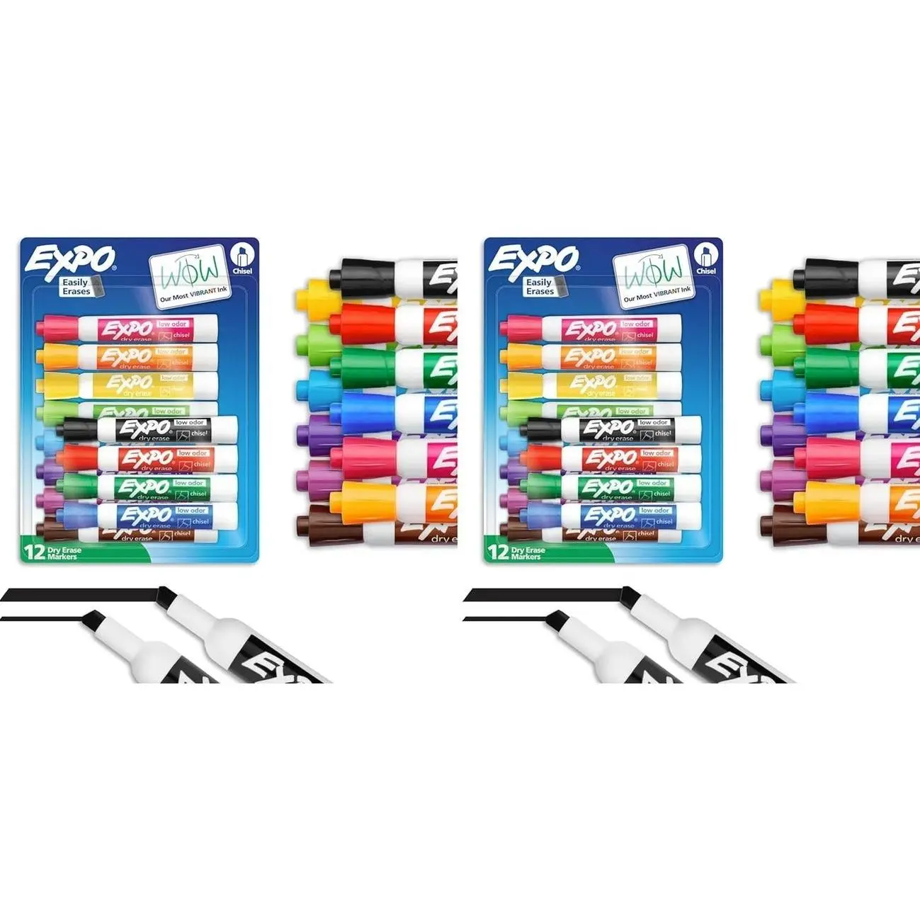 EXPO Dry Erase Markers, Low Odor Ink, Assorted Colors, Chisel Tip, (Pack of 24)