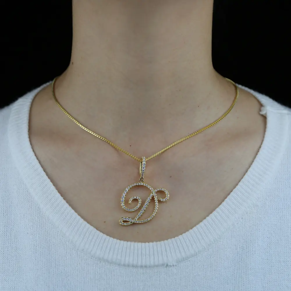 26 letter pendant necklace, exaggerated font English letter necklace