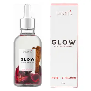 Teami Glow Facial Oil with Rose Petals, Cinnamon Bark and Jojoba Oil - Dewy Hydration and Natural Glow for All Skin Types