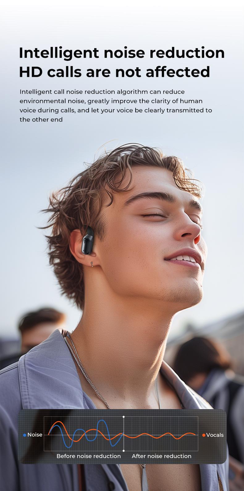 MINISO M93True Wireless Open Ear Earbuds Bluetooth 5.4 IPX5 Waterproof 48Hours Play time OWS Headphones Immersive Premium Sound Long Distance Connection Headset with Charging Case Light-Weight Headphones Built-in Microphone Earbuds