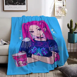 kpop demon hunters Throw Flannel All Weather Blanket Kneeling Blankets Fluffy Warm Winter Blanket Blankets on Offer Home Knee Throw Wearing Microfiber