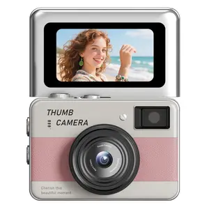 Thumb Camera, Mini Camera with 180° Flip Screen, Memory Card, Portable Compact Point and Shoot digital Camera for Teens Adult Beginner with 16X Zoom, Anti-Shake