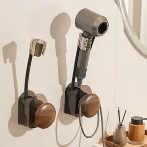 Hands-Free Hair Dryer Holder Stand – Wall, No Drilling Needed, Clamp for Small/Medium/Large Hair Dryers, Cable Organizer,