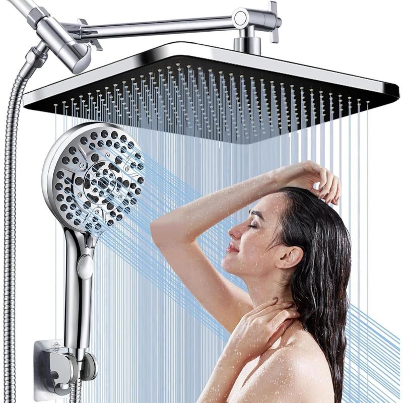 14 inch Rainfall + Handheld Shower Combo | High Pressure Fixed | 10 Spray Modes | Chrome Finish | Bathroom Must Have