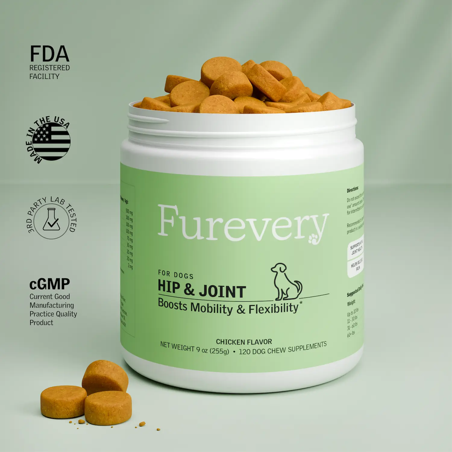 Furevery Hip & Joint Supplement for Dogs - Advanced Joint Support with Glucosamine, Chondroitin, Hemp, Turmeric & MSM - Boosts Mobility & Flexibility - Suitable for All Breeds - 9oz Jar