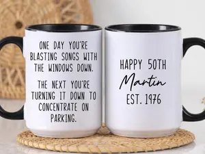 50th Birthday Gift Mug for Men, Personalized 1976 Coffee Mug, Custom Cup With Name Milestone Birthday Gift for Men (FN-ANB4VRM7)