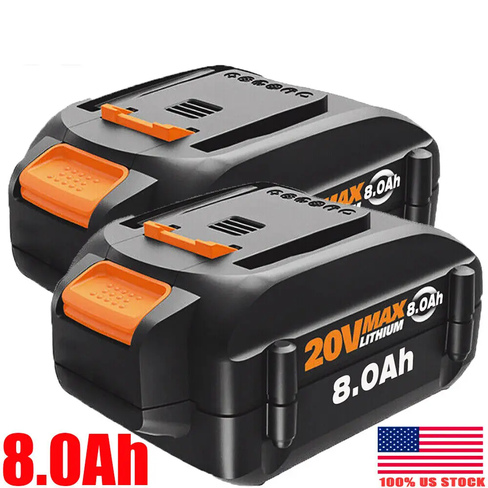 High efficiency 2Pack 8.0AH For WORX WA3575 20V MAX Extend Lithium Battery 20 Volt WA3520 WA35