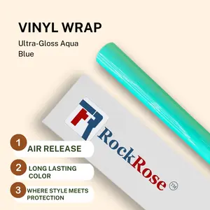 RockRose Ultra-Gloss Car Vinyl Wrap Aqua Blue