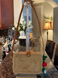Trending Beaded Bags and Resort Collection - Wicker Crossbody with Cherry Bag Charm