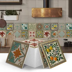 Minimalist Art Design Tile Wall Stickers, Waterproof Self-Adhesive Detachable Stickers, Decorative Tiles for Bedroom Bathroom Kitchen, Home Decor