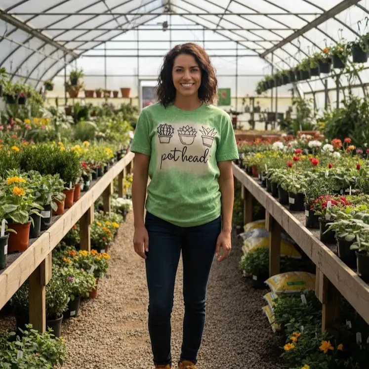 Pot Head Women's T-Shirt with Playful Graphic for Gardening Adventures