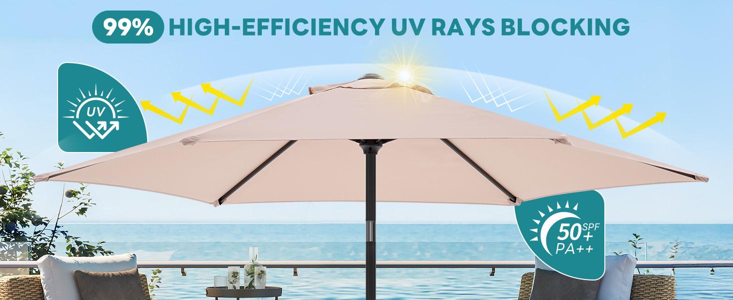 7.5ft Patio Umbrella with Tilt and Crank Button & 8 Sturdy Ribs Waterproof, Patio Table Umbrella Perfect for Poolside, Terrace, Beach and Outdoor Restaurant