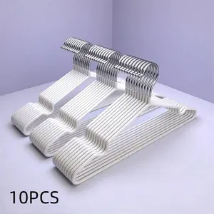 Non-slip Clothes Hanger, 10pcs Sturdy Dip Plastic Non-slip Hanger, Space Saving Clothes Hanger for Home Dormitory Storage, Clothes Hanger Organizers