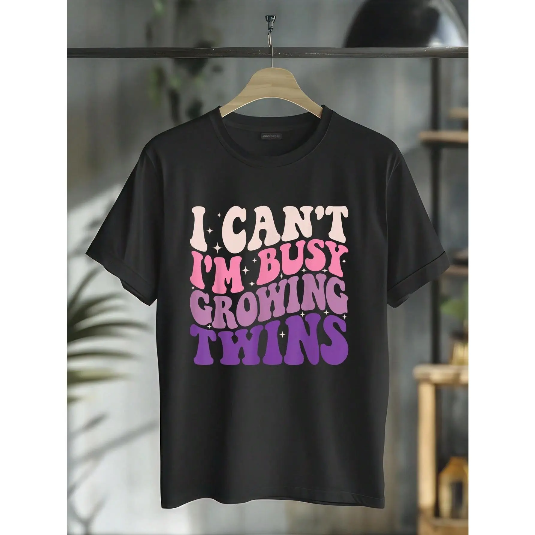 100% Cotton I Can't I'm Busy Growing Twins Pregnancy Reveal Announcement T-Shirt