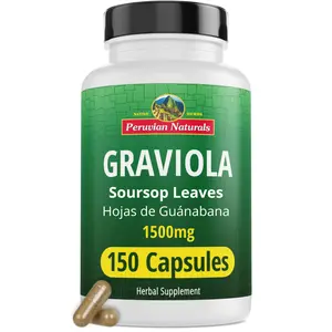 Peruvian Naturals Graviola Soursop Leaves 150 Capsules 1500mg - Support Immune Health & Cell Regeneration - Herbal Supplement Supplement Healthcare