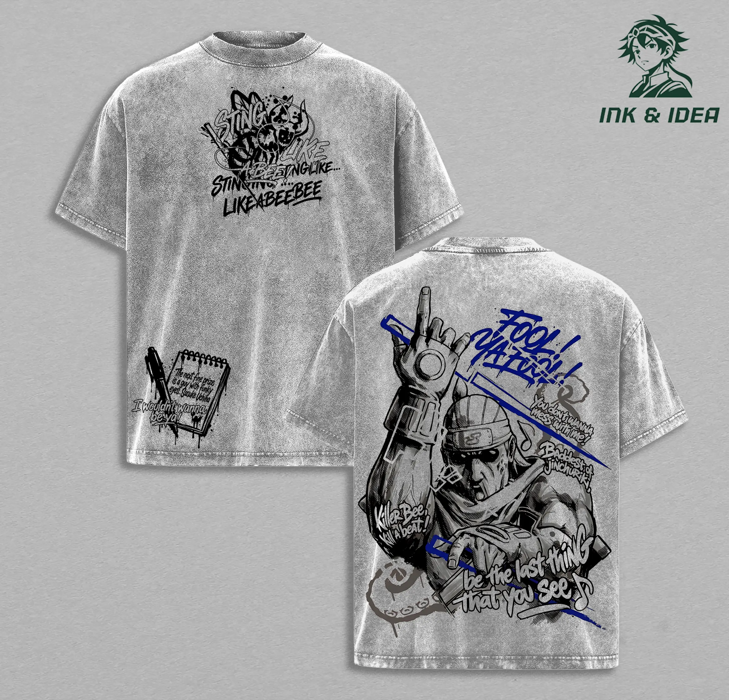 Killer Bee “Be The Last Thing You See” Anime Shirt, Eight Tails Jinchuriki Graphic Tee, Naruto Washed Oversized Streetwear Clothes Cotton