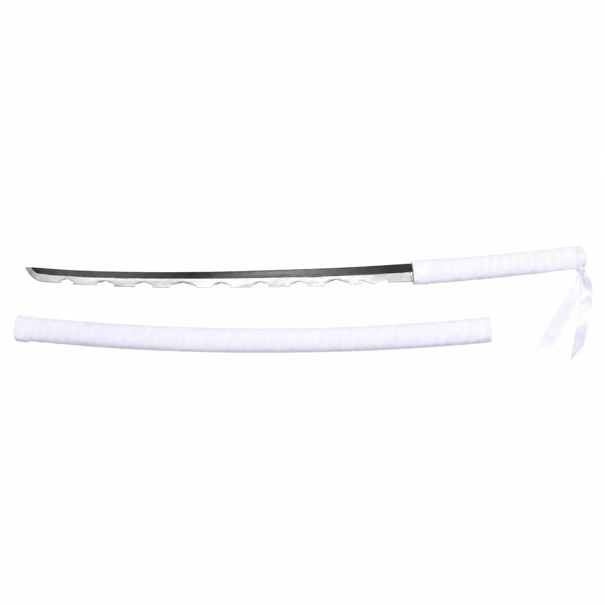 Premium 40.5" Snow Tempest Swordsman Prop Replica - Decorative Katana with Tight Fabric Weave White Saya, Safe Blunt Fan Collectible