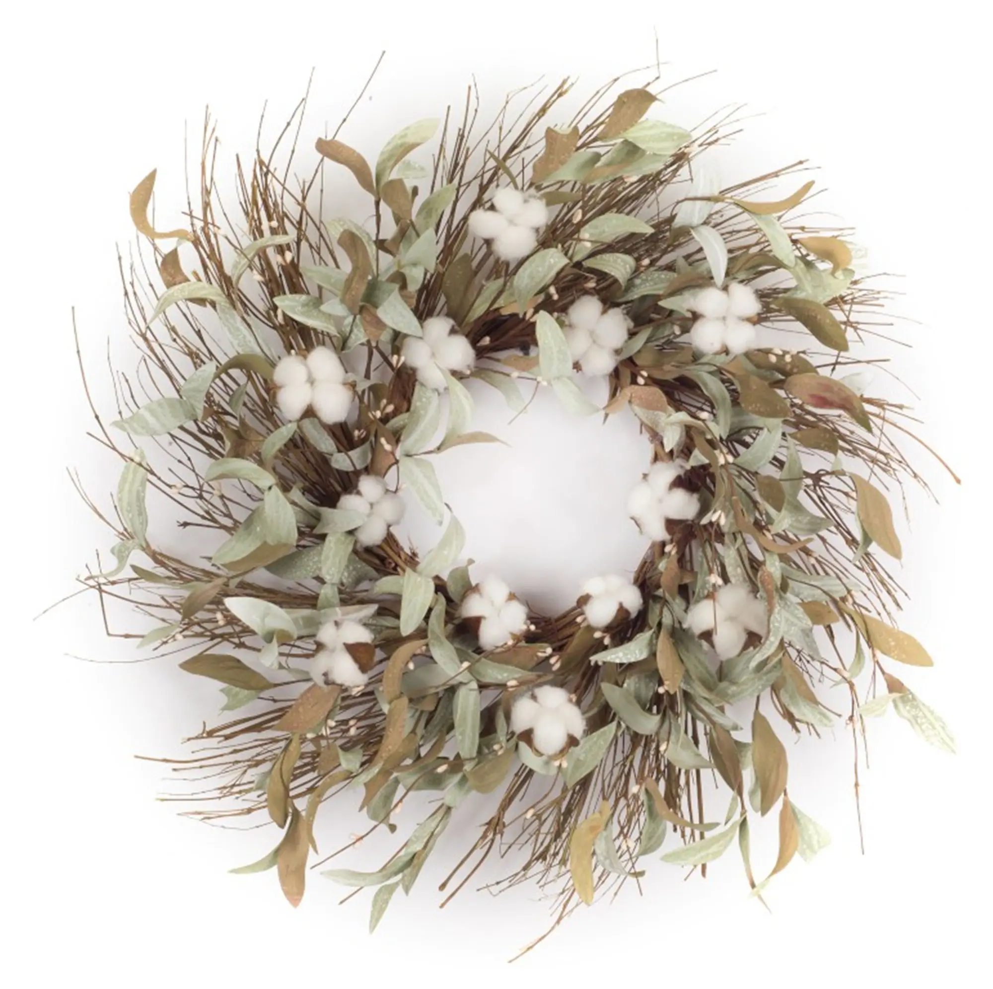 Cotton and Leaf Twig Wreath
