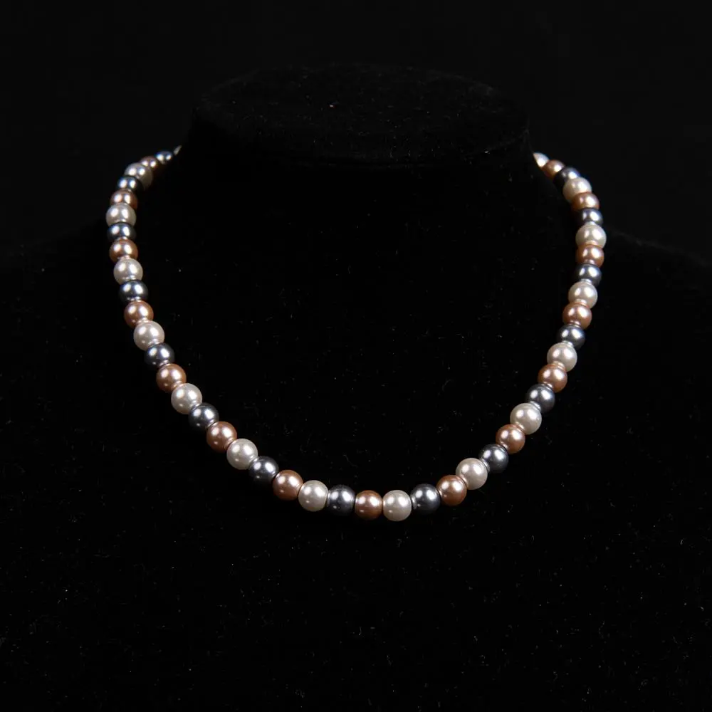 Elegant French-Style Multicolor Candy-Colored Freshwater Pearls Necklace 20.08 Inches Chain 8mm Natural Pearls Sophisticated Versatile Collarbone Chain for Parties Banquets tiktokshopspringglowup Tahitianpearl, Elegant Beaded Necklace, Pearl Embellished