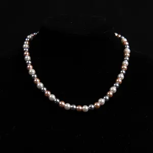 Elegant French-Style Multicolor Candy-Colored Freshwater Pearls Necklace 20.08 Inches Chain 8mm Pearls Ideal Gift for Parties Banquets and Business Events