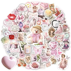 WAKEMOODEI 200 PCS Coquette Stickers Coquette Aesthetic Pink Stickers for Girls Women Cute Girly Stickers Vinyl Coquette Decals for Water Bottle Laptop Scrapbook Decoration