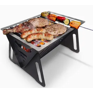 Charcoal Grill, Portable BBQ Smoker - Lightweight Tabletop Outdoor Grill for Camping, Picnics, Garden, Beach Parties - 6"*4.6"*4.9