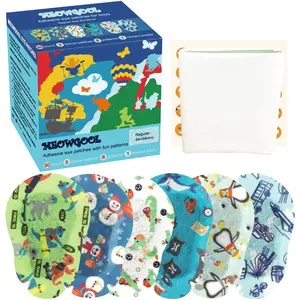 Adhesive eye patches for kids with lazy eye, adhesive bandages for amblyopia, 6 fun designs for boys (regular size)