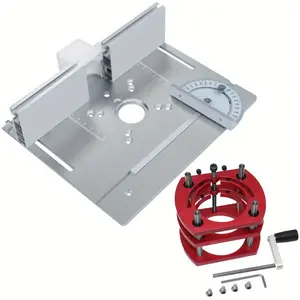 Woodworking Manual Router Lift Jig and Insert Plate Kit - Aluminum Alloy Table Router Lift and Plate - Fast and Precise Tool for Adjusting Milling Cutter Bit Height